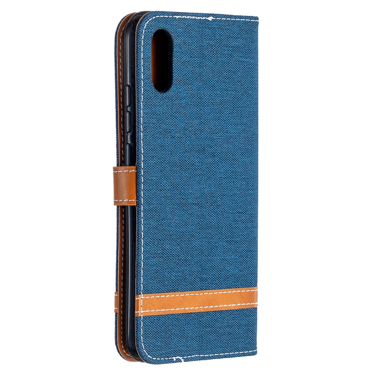 For Xiaomi Redmi 9A Color Matching Denim Texture Horizontal Flip Leather Case with Holder & Card Slots & Wallet & Lanyard