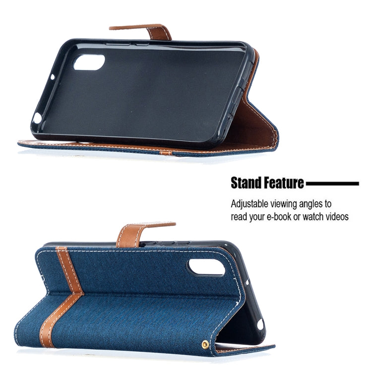 For Xiaomi Redmi 9A Color Matching Denim Texture Horizontal Flip Leather Case with Holder & Card Slots & Wallet & Lanyard
