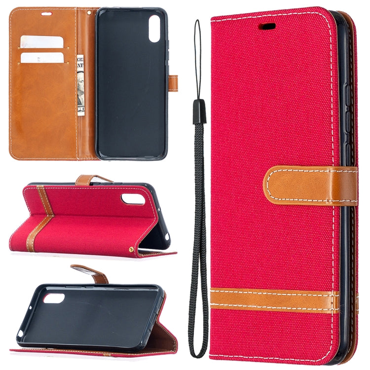 For Xiaomi Redmi 9A Color Matching Denim Texture Horizontal Flip Leather Case with Holder & Card Slots & Wallet & Lanyard