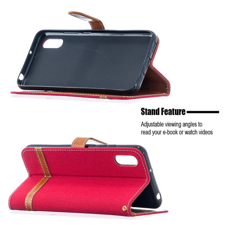 For Xiaomi Redmi 9A Color Matching Denim Texture Horizontal Flip Leather Case with Holder & Card Slots & Wallet & Lanyard