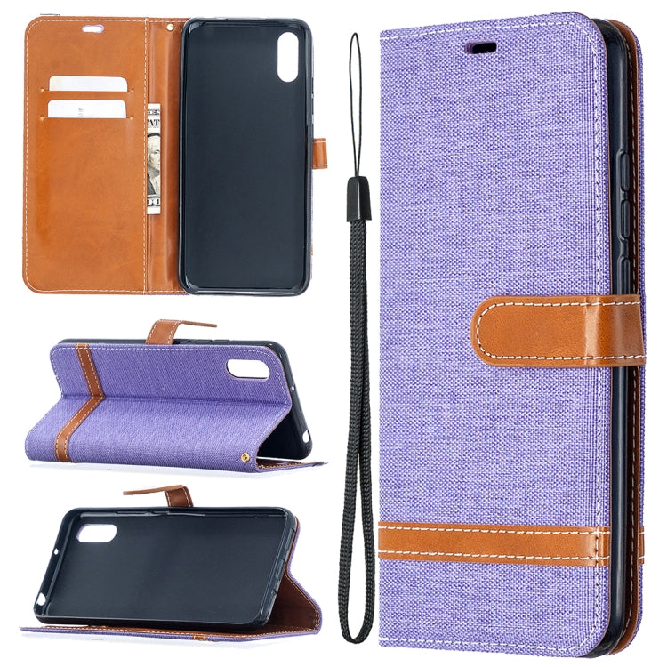 For Xiaomi Redmi 9A Color Matching Denim Texture Horizontal Flip Leather Case with Holder & Card Slots & Wallet & Lanyard