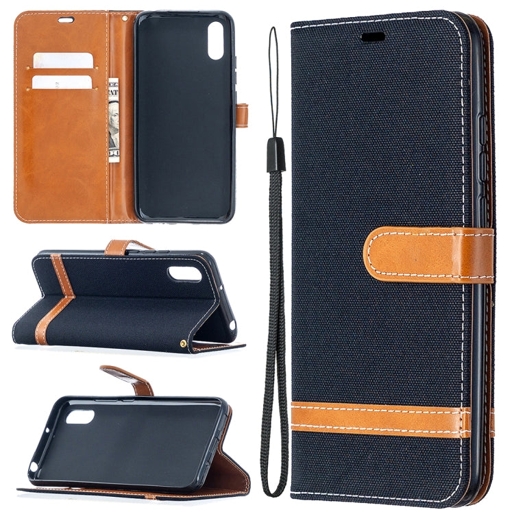 For Xiaomi Redmi 9A Color Matching Denim Texture Horizontal Flip Leather Case with Holder & Card Slots & Wallet & Lanyard