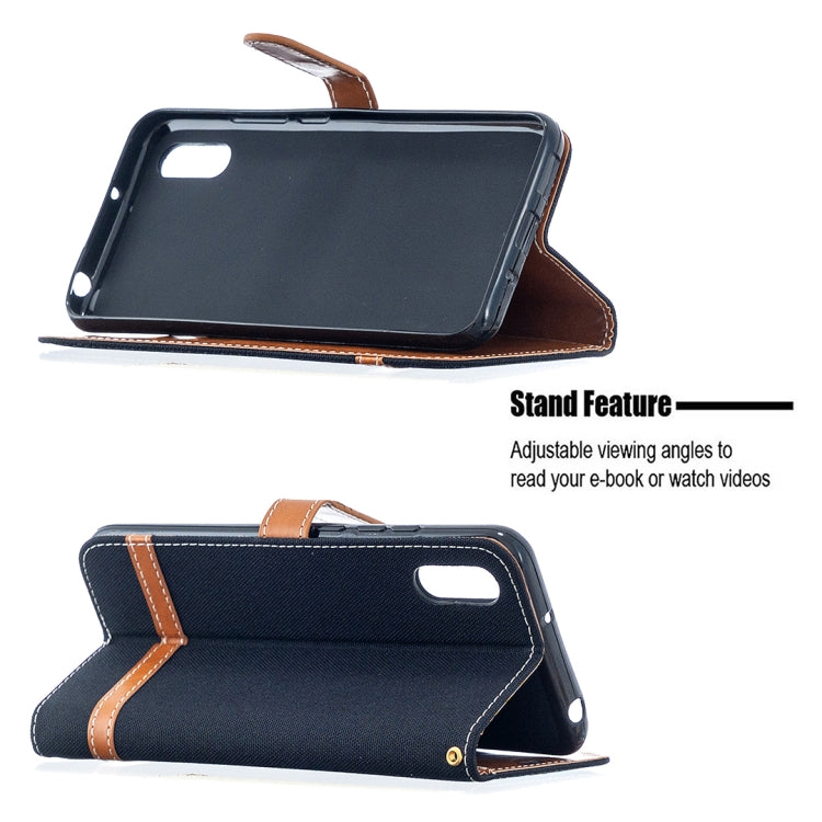 For Xiaomi Redmi 9A Color Matching Denim Texture Horizontal Flip Leather Case with Holder & Card Slots & Wallet & Lanyard