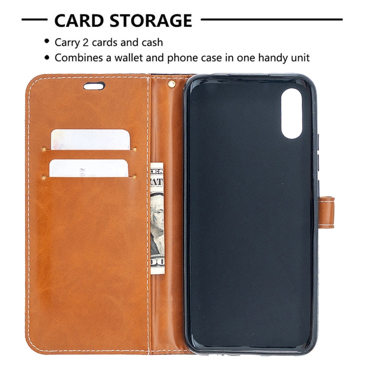 For Xiaomi Redmi 9A Color Matching Denim Texture Horizontal Flip Leather Case with Holder & Card Slots & Wallet & Lanyard