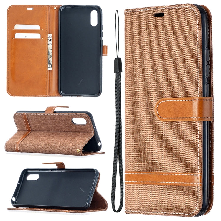 For Xiaomi Redmi 9A Color Matching Denim Texture Horizontal Flip Leather Case with Holder & Card Slots & Wallet & Lanyard