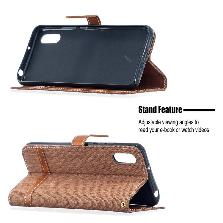 For Xiaomi Redmi 9A Color Matching Denim Texture Horizontal Flip Leather Case with Holder & Card Slots & Wallet & Lanyard