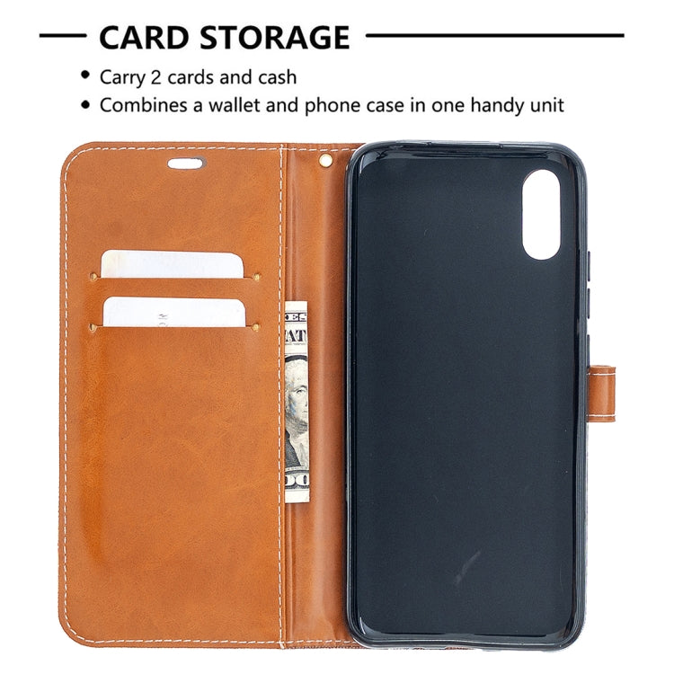 For Xiaomi Redmi 9A Color Matching Denim Texture Horizontal Flip Leather Case with Holder & Card Slots & Wallet & Lanyard