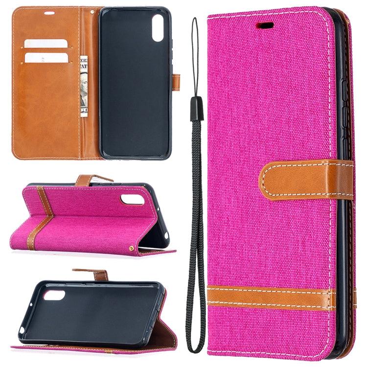 For Xiaomi Redmi 9A Color Matching Denim Texture Horizontal Flip Leather Case with Holder & Card Slots & Wallet & Lanyard