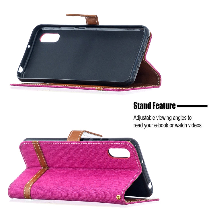 For Xiaomi Redmi 9A Color Matching Denim Texture Horizontal Flip Leather Case with Holder & Card Slots & Wallet & Lanyard