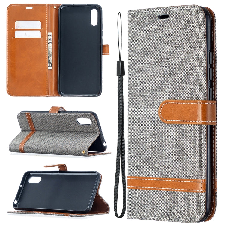 For Xiaomi Redmi 9A Color Matching Denim Texture Horizontal Flip Leather Case with Holder & Card Slots & Wallet & Lanyard