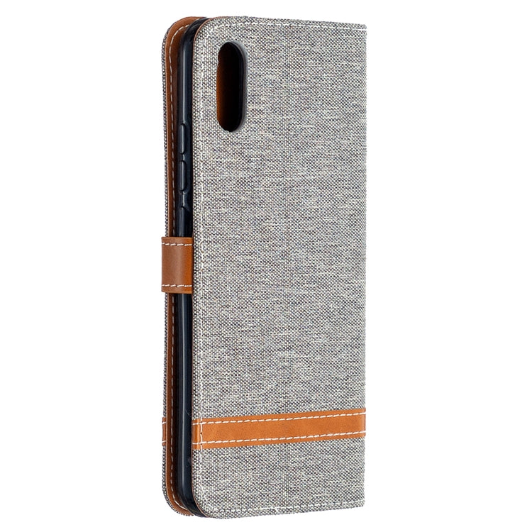 For Xiaomi Redmi 9A Color Matching Denim Texture Horizontal Flip Leather Case with Holder & Card Slots & Wallet & Lanyard