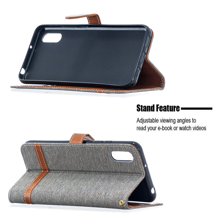 For Xiaomi Redmi 9A Color Matching Denim Texture Horizontal Flip Leather Case with Holder & Card Slots & Wallet & Lanyard