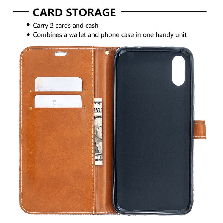 For Xiaomi Redmi 9A Color Matching Denim Texture Horizontal Flip Leather Case with Holder & Card Slots & Wallet & Lanyard