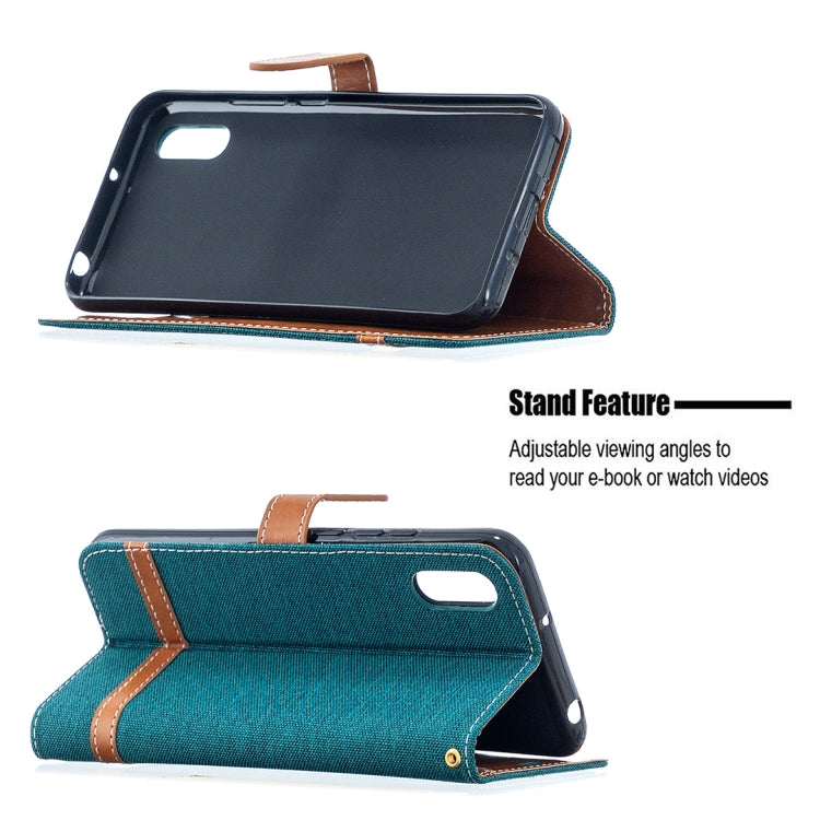 For Xiaomi Redmi 9A Color Matching Denim Texture Horizontal Flip Leather Case with Holder & Card Slots & Wallet & Lanyard