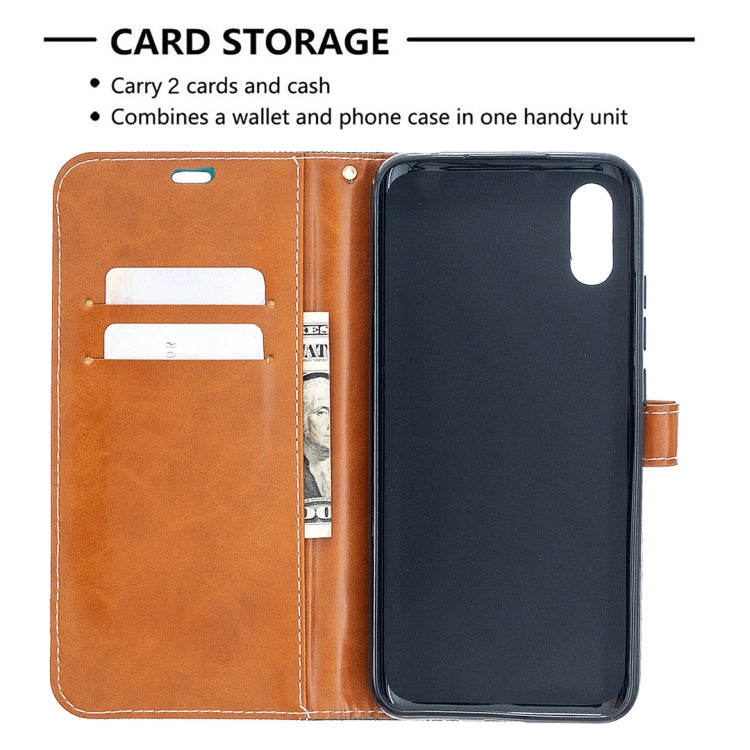 For Xiaomi Redmi 9A Color Matching Denim Texture Horizontal Flip Leather Case with Holder & Card Slots & Wallet & Lanyard