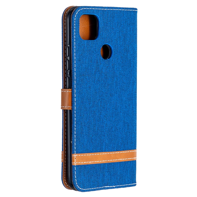 For Xiaomi Redmi 9C Color Matching Denim Texture Horizontal Flip Leather Case with Holder & Card Slots & Wallet & Lanyard