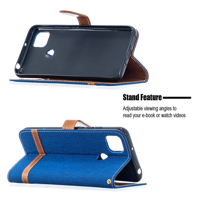 For Xiaomi Redmi 9C Color Matching Denim Texture Horizontal Flip Leather Case with Holder & Card Slots & Wallet & Lanyard