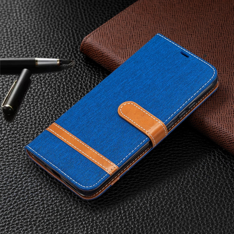 For Xiaomi Redmi 9C Color Matching Denim Texture Horizontal Flip Leather Case with Holder & Card Slots & Wallet & Lanyard