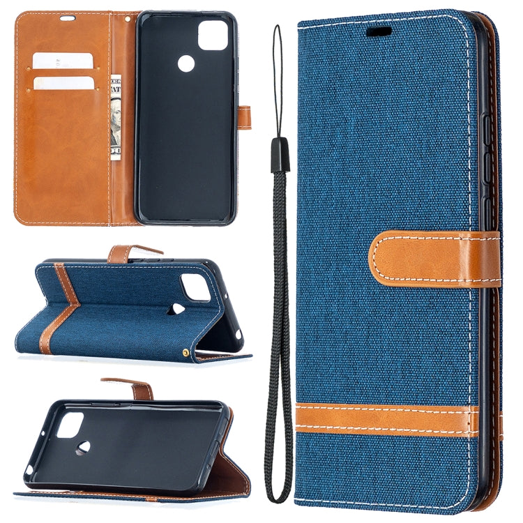 For Xiaomi Redmi 9C Color Matching Denim Texture Horizontal Flip Leather Case with Holder & Card Slots & Wallet & Lanyard
