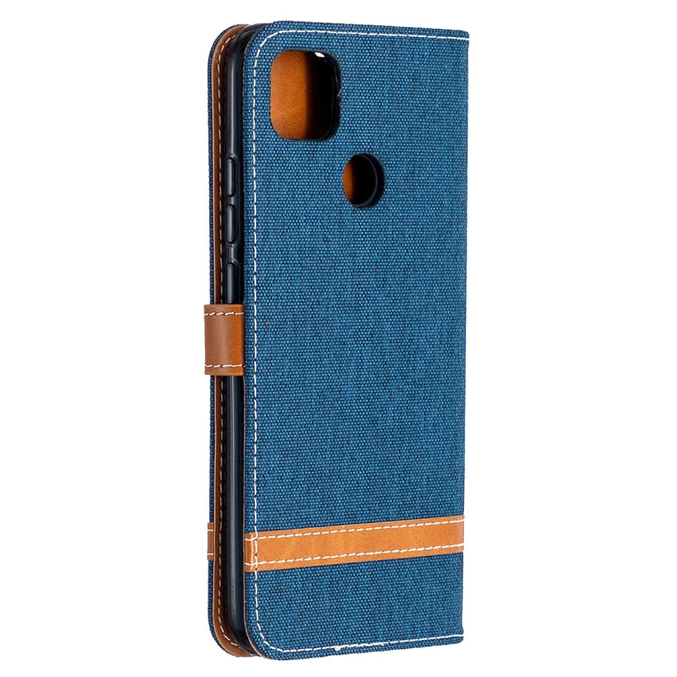 For Xiaomi Redmi 9C Color Matching Denim Texture Horizontal Flip Leather Case with Holder & Card Slots & Wallet & Lanyard