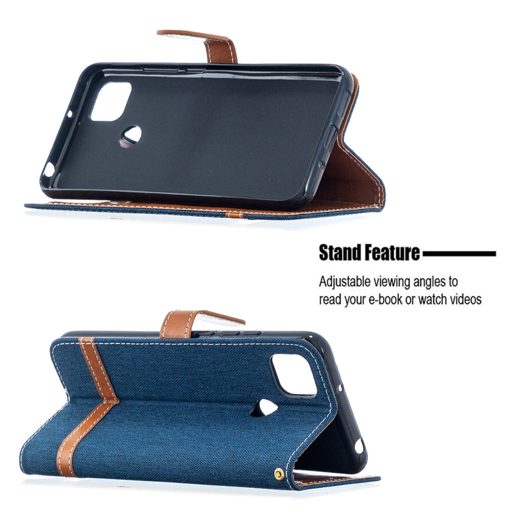 For Xiaomi Redmi 9C Color Matching Denim Texture Horizontal Flip Leather Case with Holder & Card Slots & Wallet & Lanyard