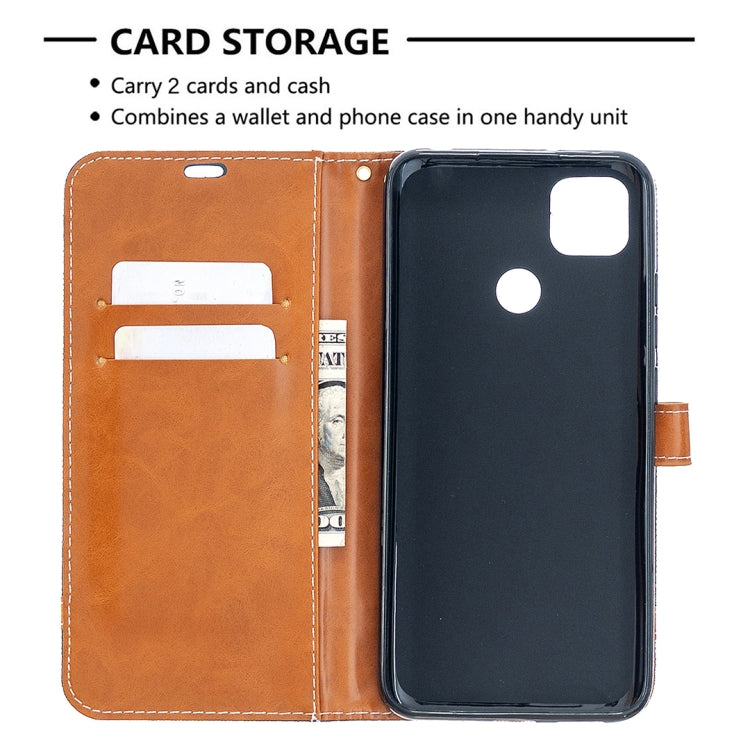 For Xiaomi Redmi 9C Color Matching Denim Texture Horizontal Flip Leather Case with Holder & Card Slots & Wallet & Lanyard