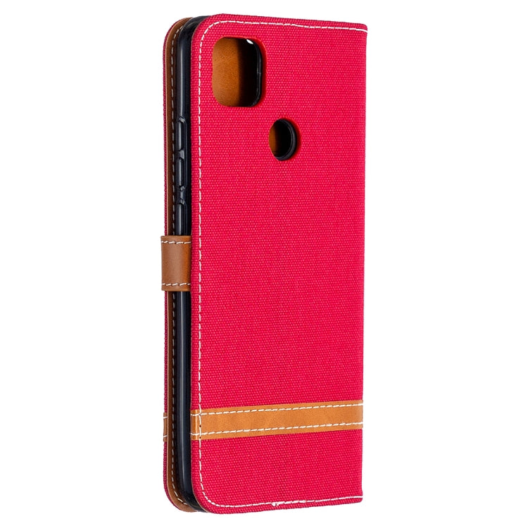 For Xiaomi Redmi 9C Color Matching Denim Texture Horizontal Flip Leather Case with Holder & Card Slots & Wallet & Lanyard