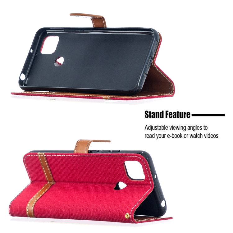 For Xiaomi Redmi 9C Color Matching Denim Texture Horizontal Flip Leather Case with Holder & Card Slots & Wallet & Lanyard