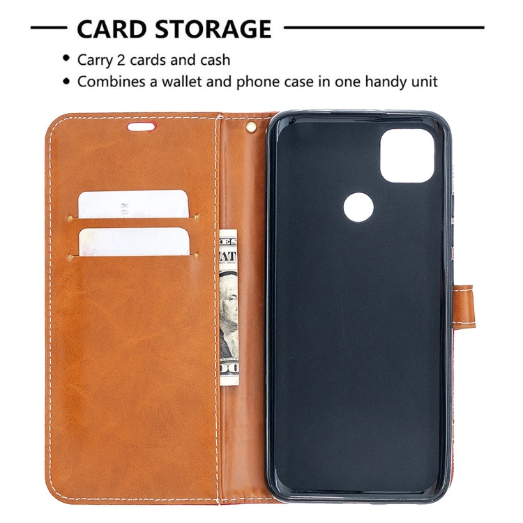 For Xiaomi Redmi 9C Color Matching Denim Texture Horizontal Flip Leather Case with Holder & Card Slots & Wallet & Lanyard