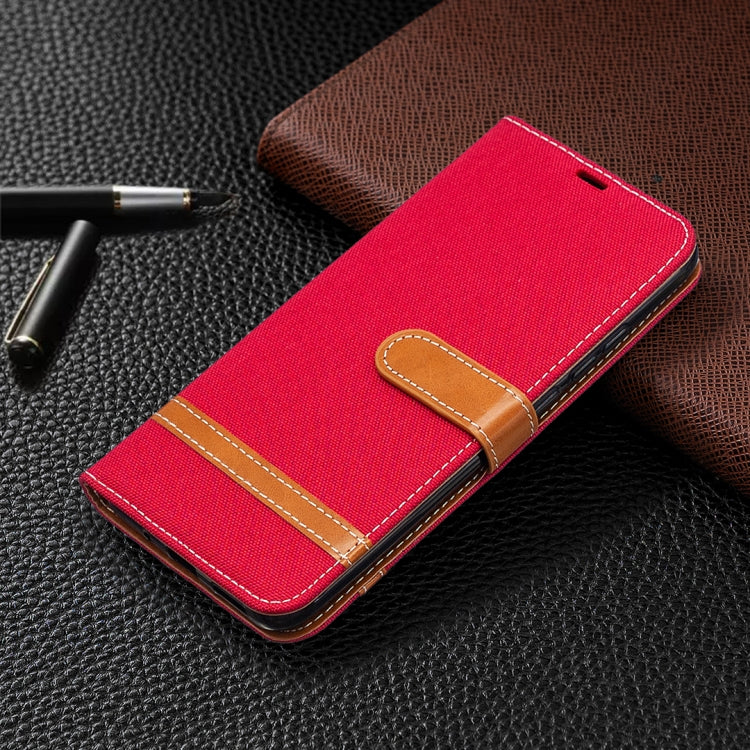 For Xiaomi Redmi 9C Color Matching Denim Texture Horizontal Flip Leather Case with Holder & Card Slots & Wallet & Lanyard