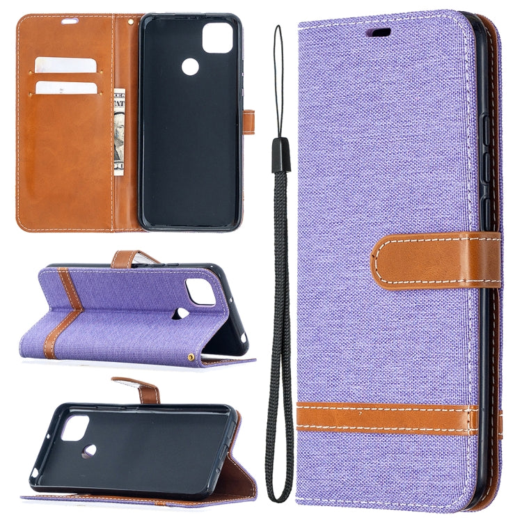 For Xiaomi Redmi 9C Color Matching Denim Texture Horizontal Flip Leather Case with Holder & Card Slots & Wallet & Lanyard