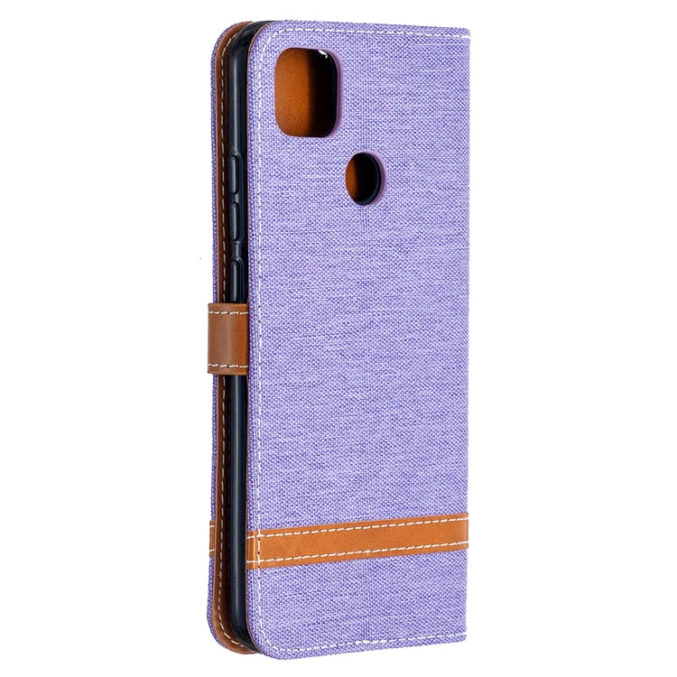 For Xiaomi Redmi 9C Color Matching Denim Texture Horizontal Flip Leather Case with Holder & Card Slots & Wallet & Lanyard
