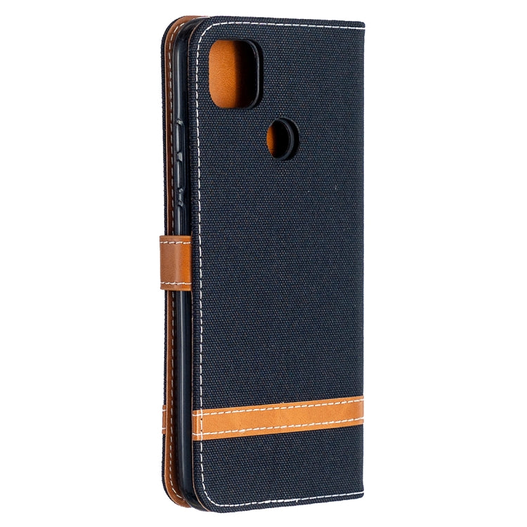 For Xiaomi Redmi 9C Color Matching Denim Texture Horizontal Flip Leather Case with Holder & Card Slots & Wallet & Lanyard