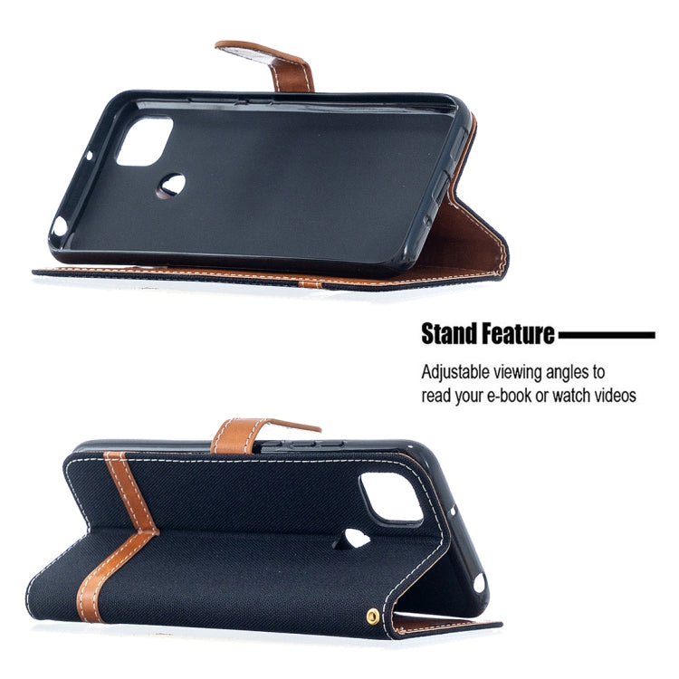 For Xiaomi Redmi 9C Color Matching Denim Texture Horizontal Flip Leather Case with Holder & Card Slots & Wallet & Lanyard