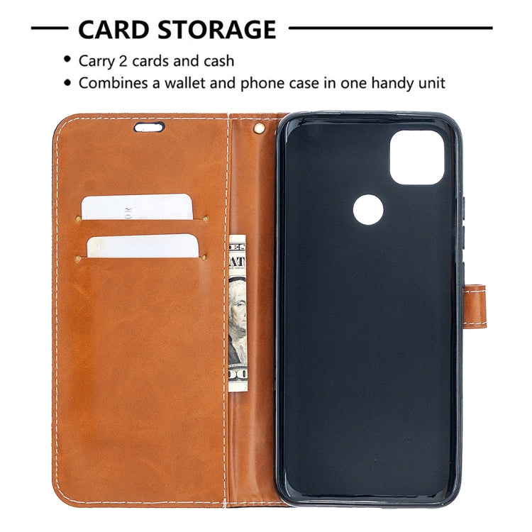 For Xiaomi Redmi 9C Color Matching Denim Texture Horizontal Flip Leather Case with Holder & Card Slots & Wallet & Lanyard