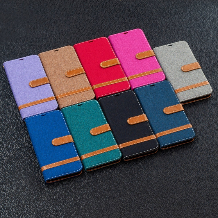 For Xiaomi Redmi 9C Color Matching Denim Texture Horizontal Flip Leather Case with Holder & Card Slots & Wallet & Lanyard