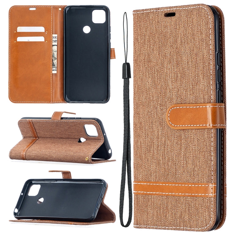 For Xiaomi Redmi 9C Color Matching Denim Texture Horizontal Flip Leather Case with Holder & Card Slots & Wallet & Lanyard