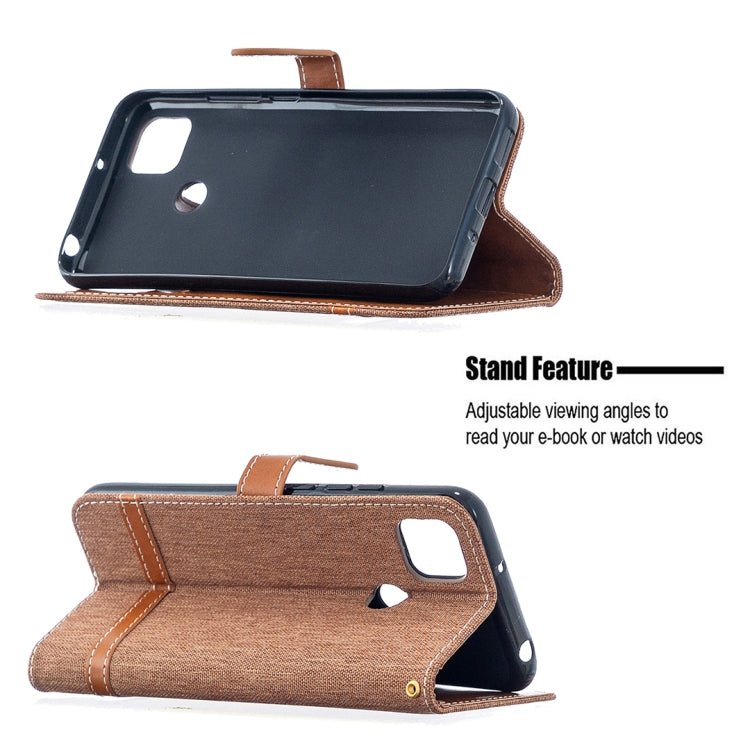 For Xiaomi Redmi 9C Color Matching Denim Texture Horizontal Flip Leather Case with Holder & Card Slots & Wallet & Lanyard