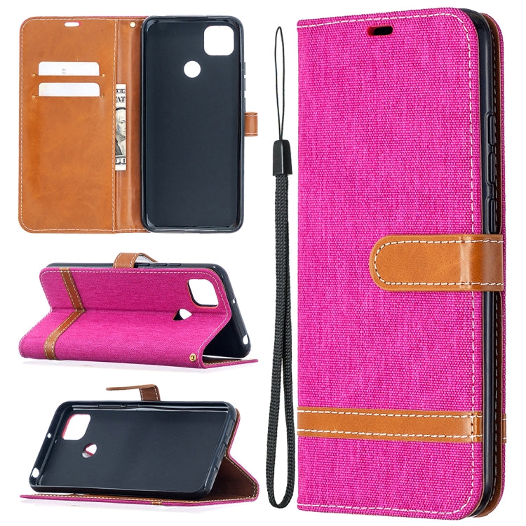 For Xiaomi Redmi 9C Color Matching Denim Texture Horizontal Flip Leather Case with Holder & Card Slots & Wallet & Lanyard