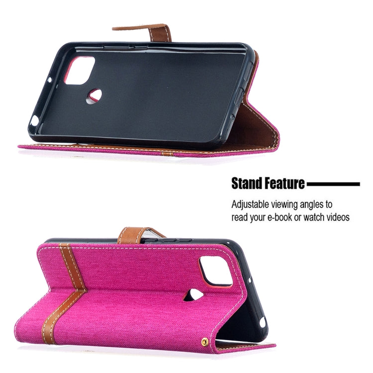 For Xiaomi Redmi 9C Color Matching Denim Texture Horizontal Flip Leather Case with Holder & Card Slots & Wallet & Lanyard
