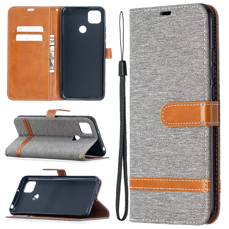 For Xiaomi Redmi 9C Color Matching Denim Texture Horizontal Flip Leather Case with Holder & Card Slots & Wallet & Lanyard