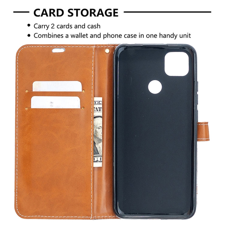 For Xiaomi Redmi 9C Color Matching Denim Texture Horizontal Flip Leather Case with Holder & Card Slots & Wallet & Lanyard