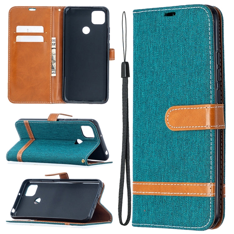 For Xiaomi Redmi 9C Color Matching Denim Texture Horizontal Flip Leather Case with Holder & Card Slots & Wallet & Lanyard
