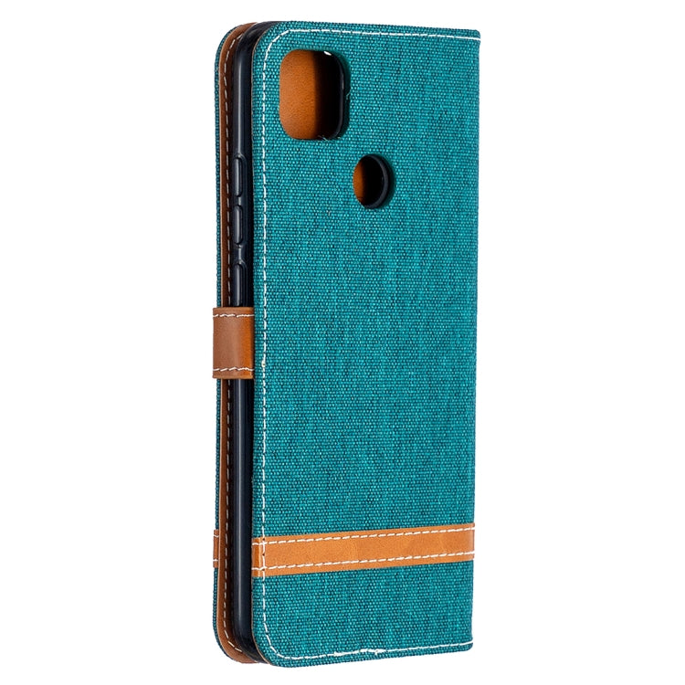 For Xiaomi Redmi 9C Color Matching Denim Texture Horizontal Flip Leather Case with Holder & Card Slots & Wallet & Lanyard