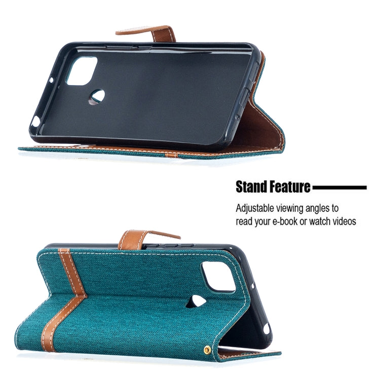 For Xiaomi Redmi 9C Color Matching Denim Texture Horizontal Flip Leather Case with Holder & Card Slots & Wallet & Lanyard
