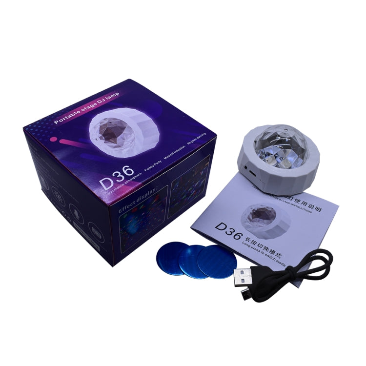 D36 3W DC 5V USB Charging Car Portable DJ Light Sound Activated Atmosphere Light Star Music Light Lamp
