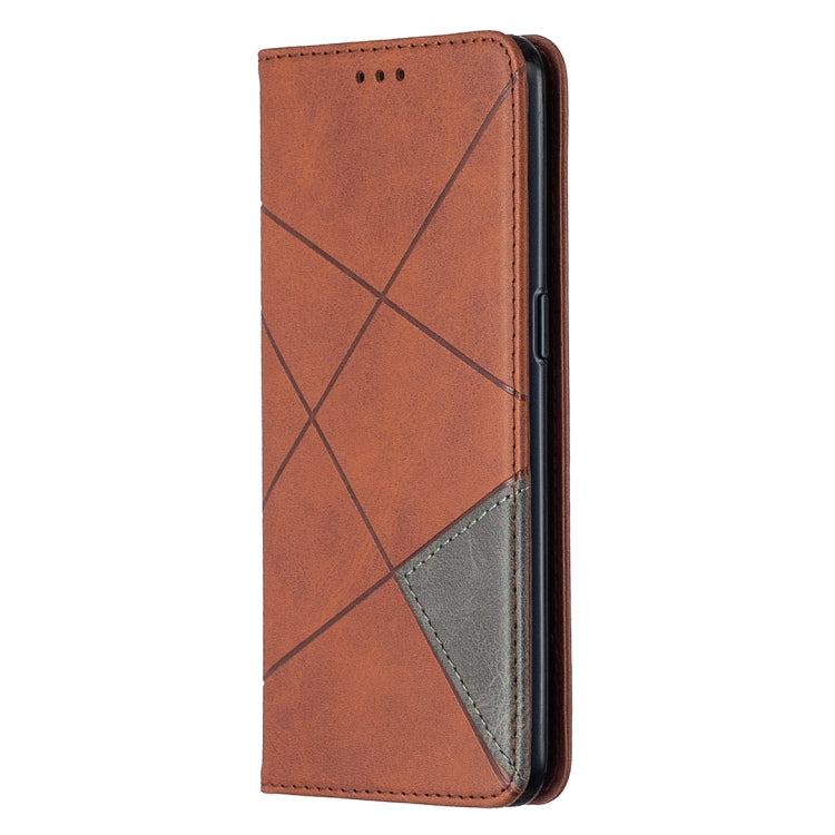 For OPPO Reno4 5G Rhombus Texture Horizontal Flip Magnetic Leather Case with Holder & Card Slots