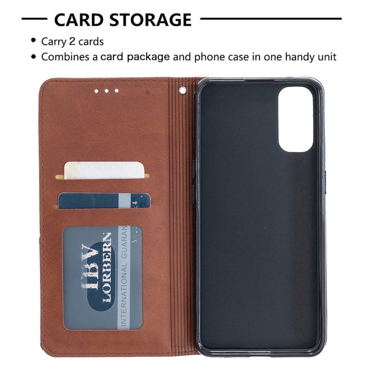 For OPPO Reno4 5G Rhombus Texture Horizontal Flip Magnetic Leather Case with Holder & Card Slots