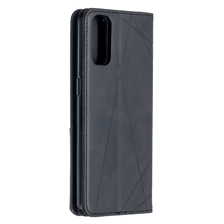 For OPPO Reno4 5G Rhombus Texture Horizontal Flip Magnetic Leather Case with Holder & Card Slots