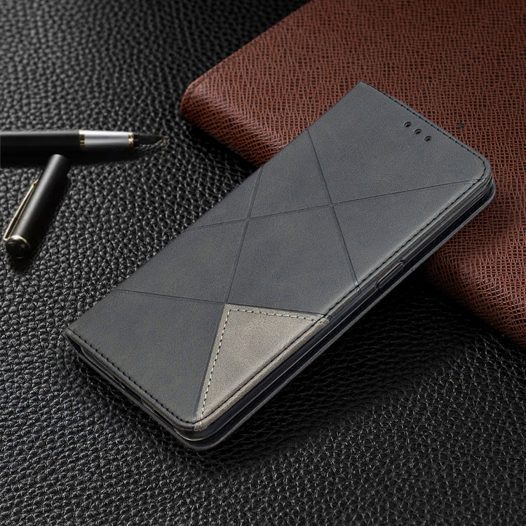 For OPPO Reno4 5G Rhombus Texture Horizontal Flip Magnetic Leather Case with Holder & Card Slots